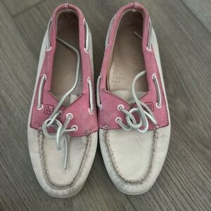 Sperry Pink and White Women's Top Siders Boat Shoes